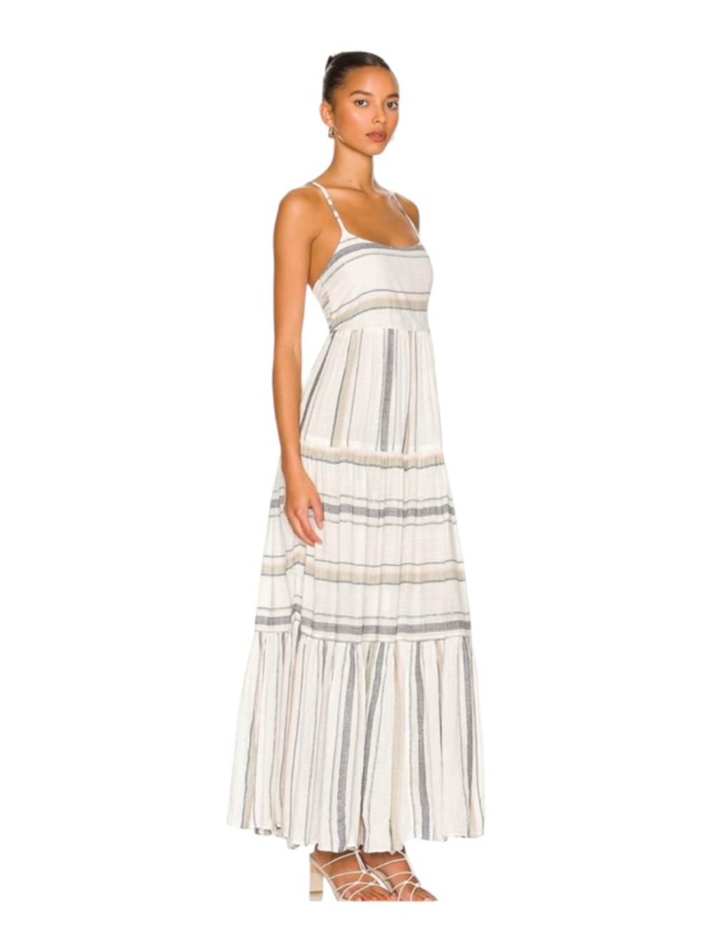 L* Space Santorini in Isla Vista Stripe Tiered Maxi Slip Dress Sz. XS - Picture 4 of 11
